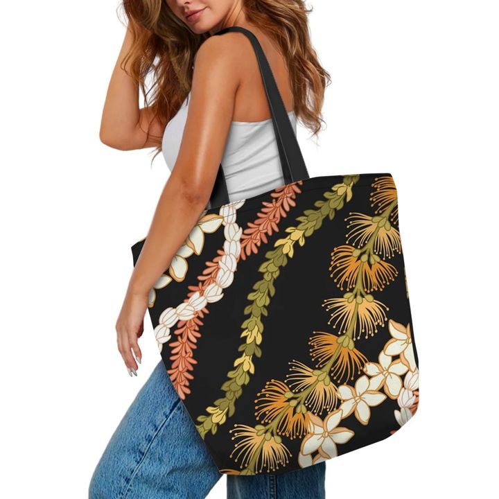 Floral Print Tote Bag (Black)