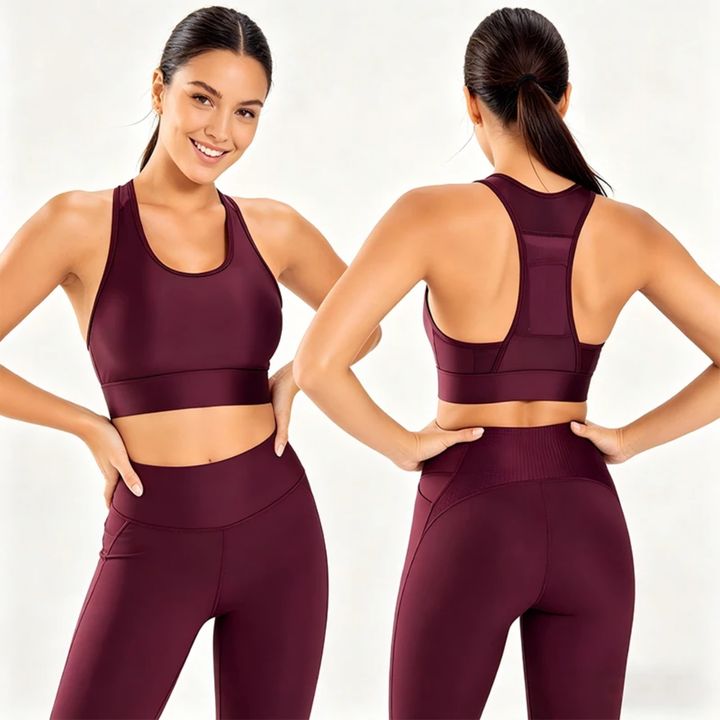 Sports Bra and Leggings Set (Burgundy)